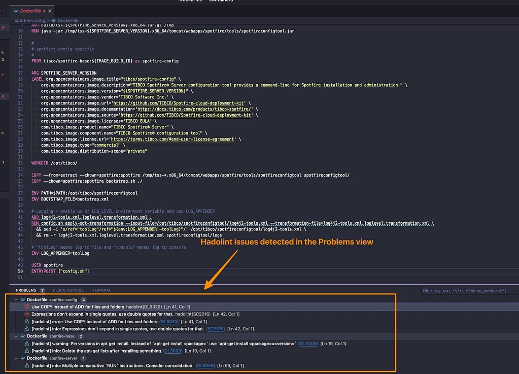 Hadolint: Mejores prácticas para tus Dockerfiles en 3 modelos diferentes 10 Ejecución de la Extensión de Hadolint para VS Code