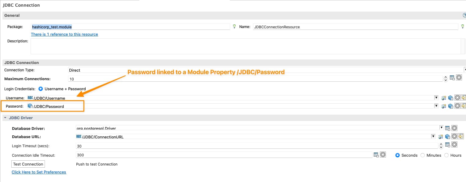 TIBCO BusinessWorks HashiCorp Vault Integration: Secure Secrets in 3 Steps 17 TIBCO BW Hashicorp Vault Configuration: Password linked to Module Property