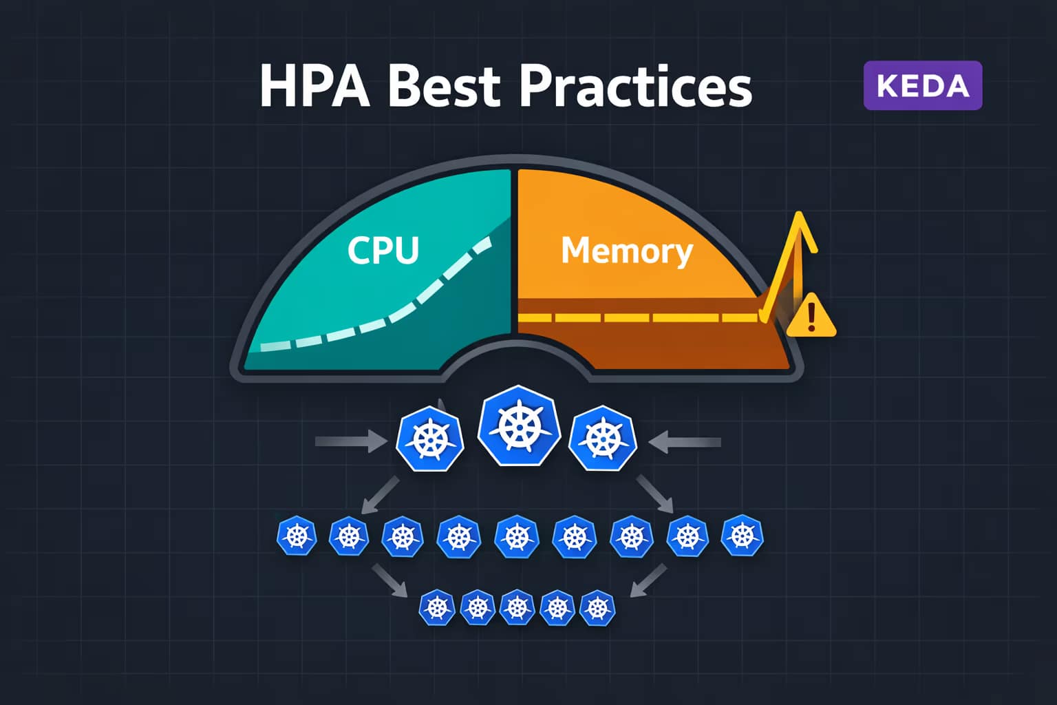 Kubernetes HPA best practices diagram showing CPU vs memory autoscaling behavior
