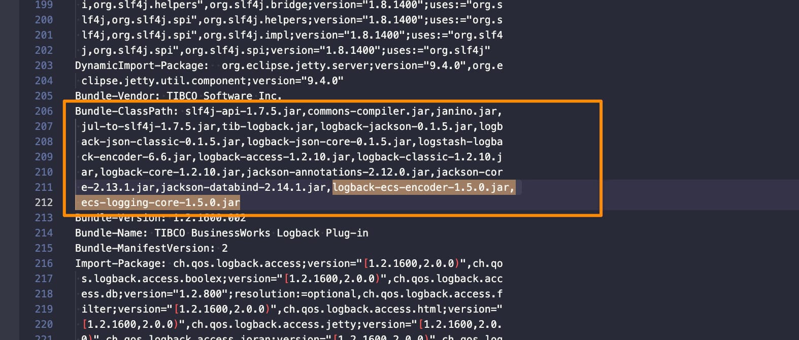 Enable ECS Logging in TIBCO BusinessWorks with Logback 8 BW ECS Logging: Bundle-Classpath changes