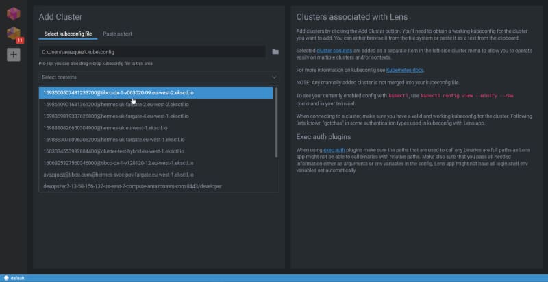 Lens podría ser la herramienta que te faltaba para dominar el desarrollo y la gestión basados en Kubernetes 7 Selección de contexto de Kubernetes en Lens