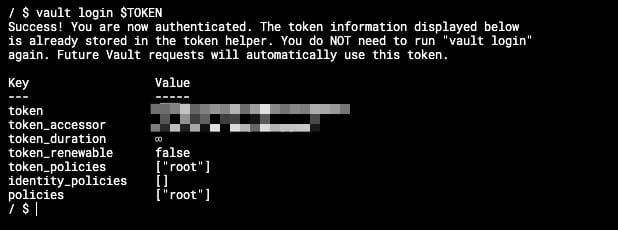 Create Secrets in Hashicorp Vault: Login in Hashicorp Vault