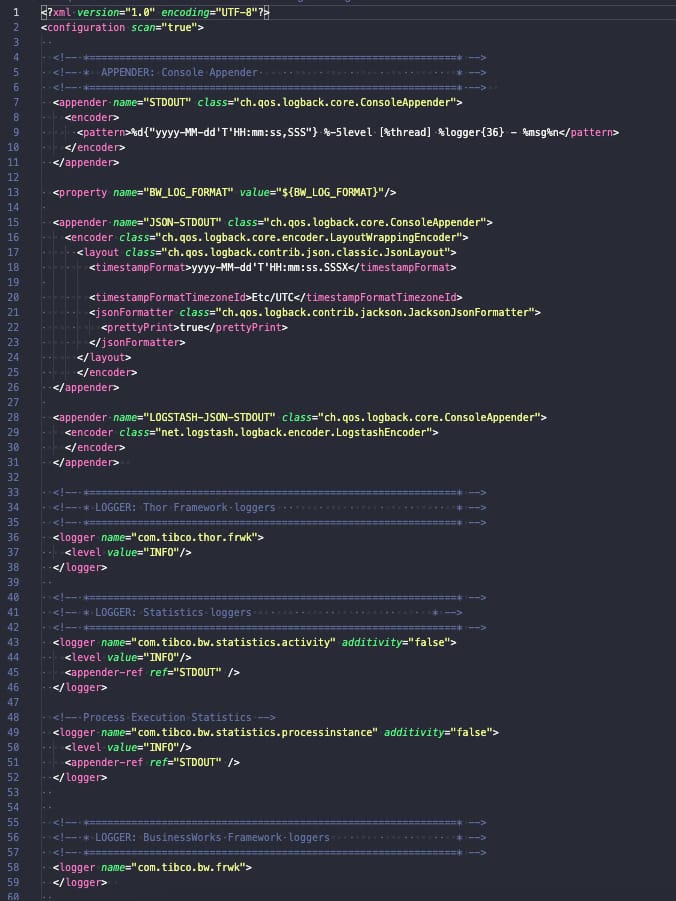 Increase HTTP Logs in TIBCO BusinessWorks for Debugging and Troubleshooting 20 logback.xml configuration with the default structure in TIBCO BW