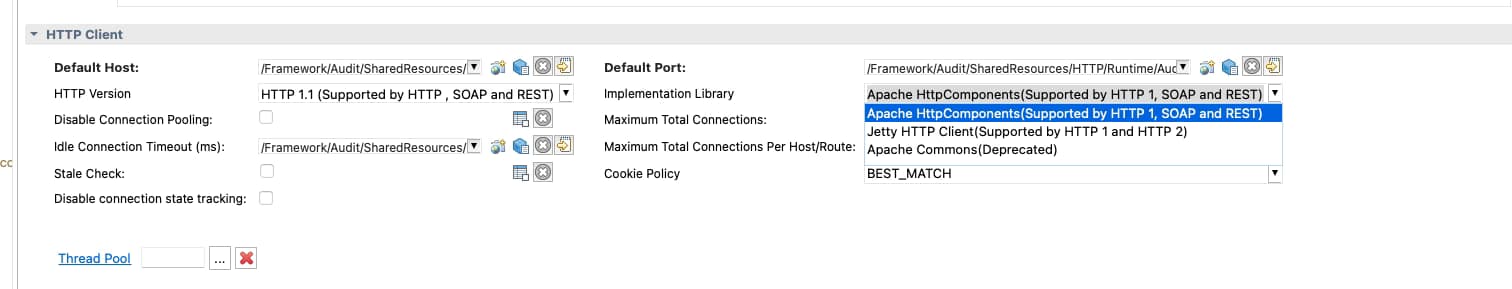 HTTP Client Resource in BW that shows the different implementation libraries to detect the logger to Increasing HTTP Logs in TIBCO BusinessWorks