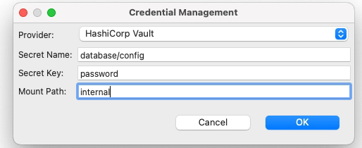 TIBCO BW Hashicorp Vault Configuration: Credential Management Configuration for Property